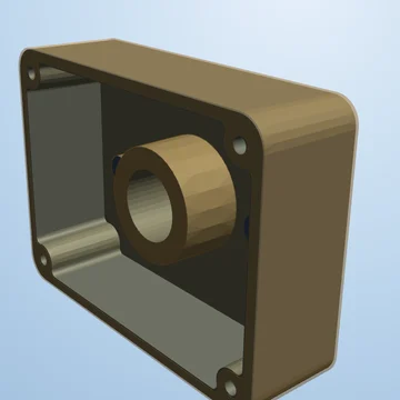 The aluminium sensor housing in the Diogenes 3D view: an open box with a central boss and four corner holes